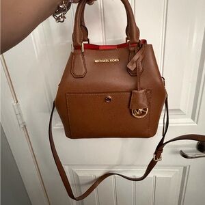 Michael Kors Tan Satchel with Gold Accents
